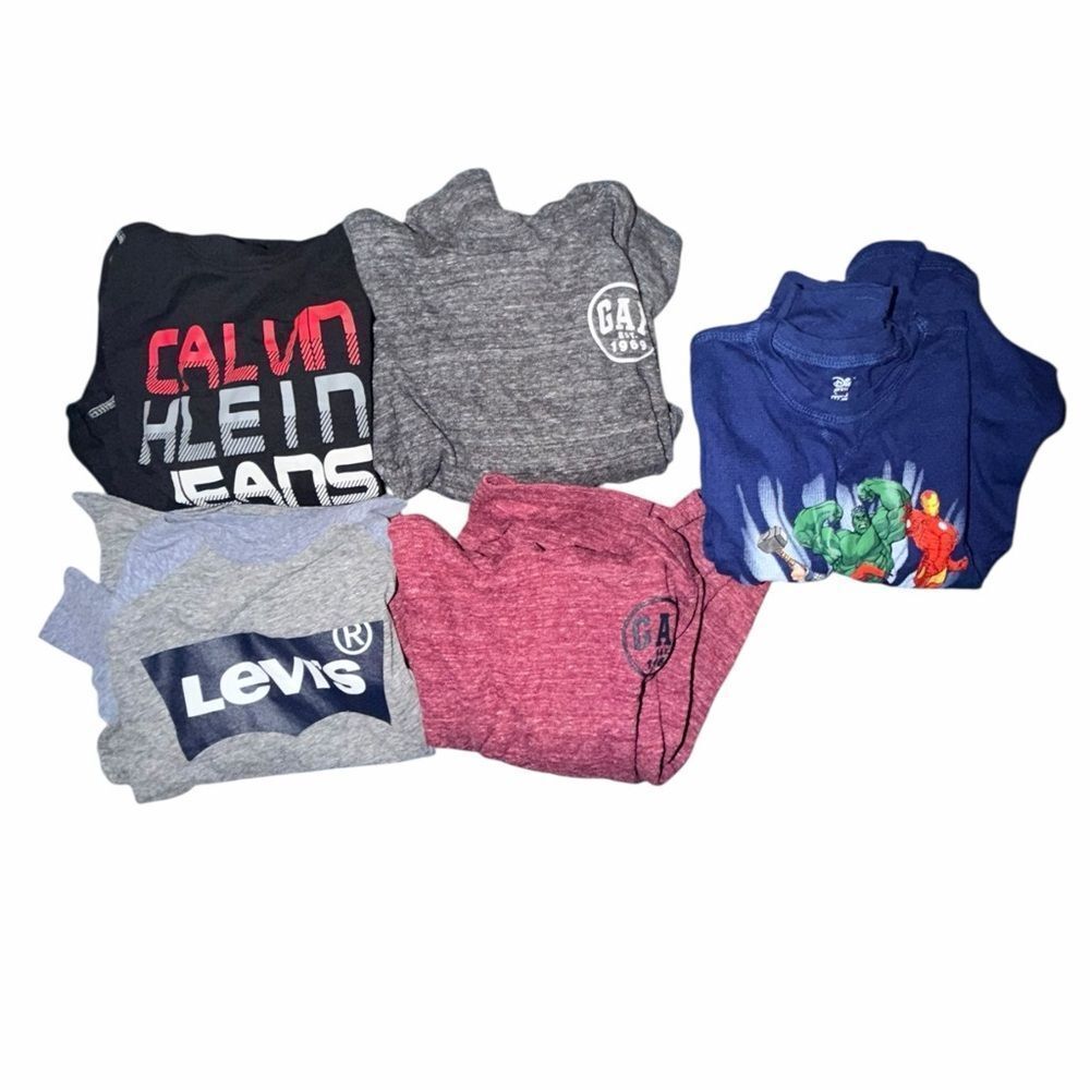 Lot of 5 Boys Shirts Small Calvin Klein Hoodie Levi's Gap Kids Disney NWT EUC